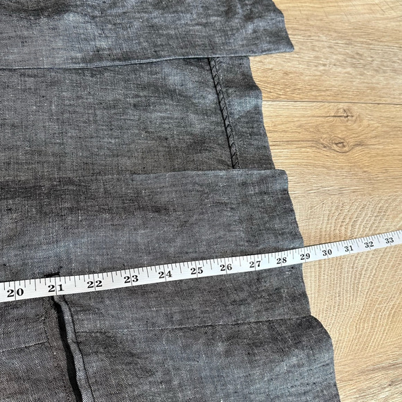 Saks Fifth Avenue Linen Open Front Unstructured Blazer Jacket Black/Grey M - Picture 11 of 11